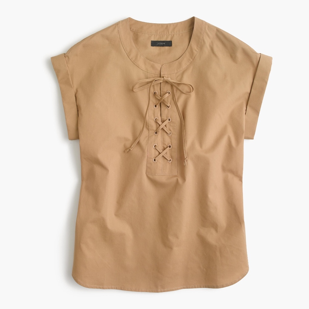 J. Crew Size 4 Lace Up Popover Short Sleeve Top